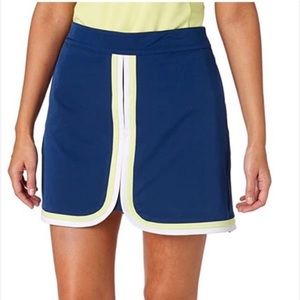 Lady Hagen | Navy Blue Lime Green & White Stripe Golf Skort